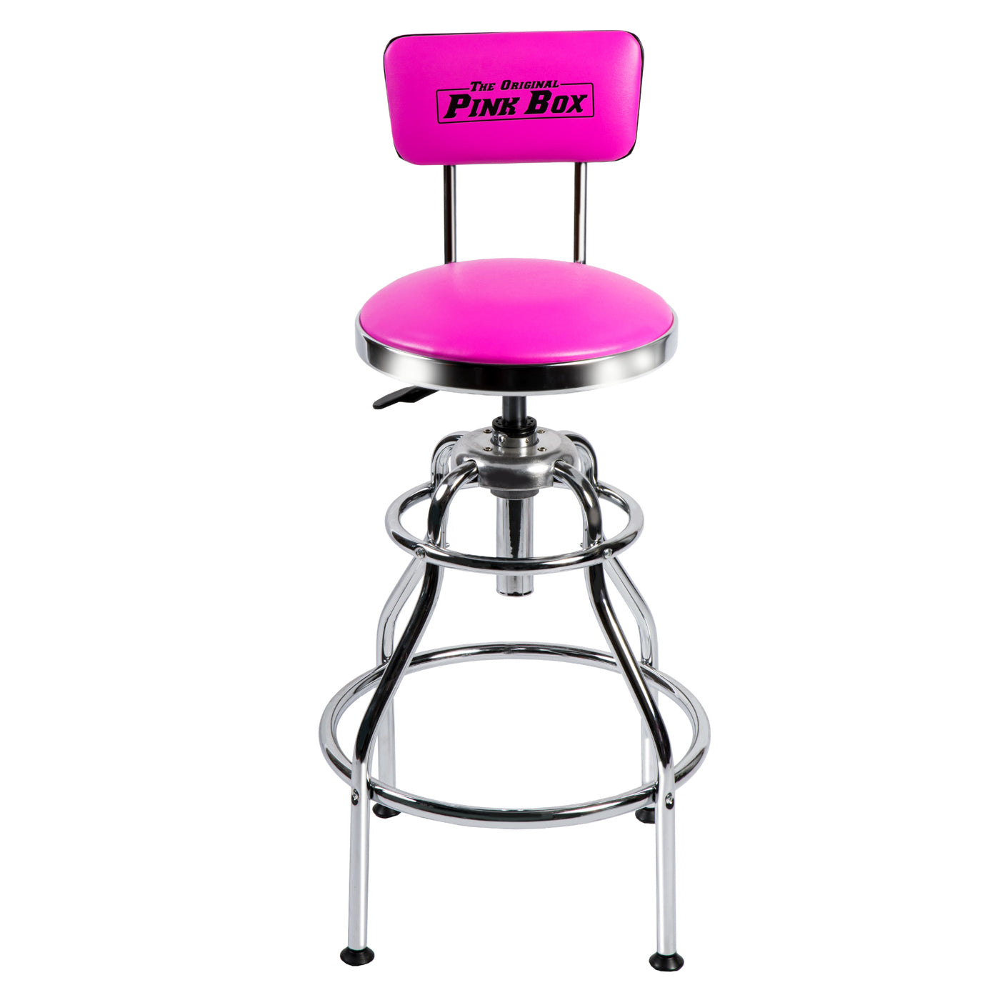 Pink Adjustable Hydraulic Stool with Backrest | The Original Pink Box