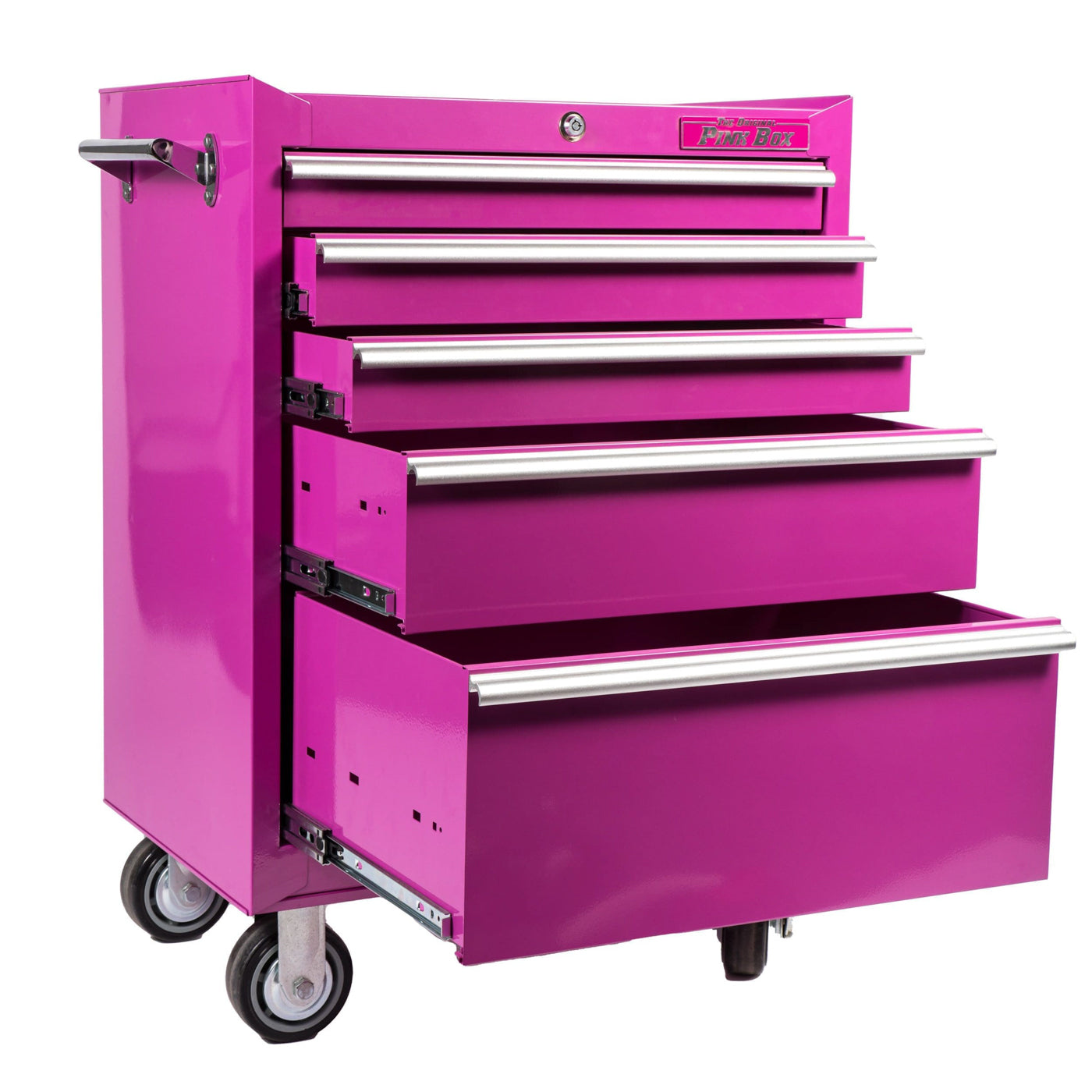 26-Inch 5-Drawer Steel Rolling Cabinet | The Original Pink Box