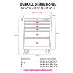 26-Inch 5-Drawer Rolling Bottom Cabinet