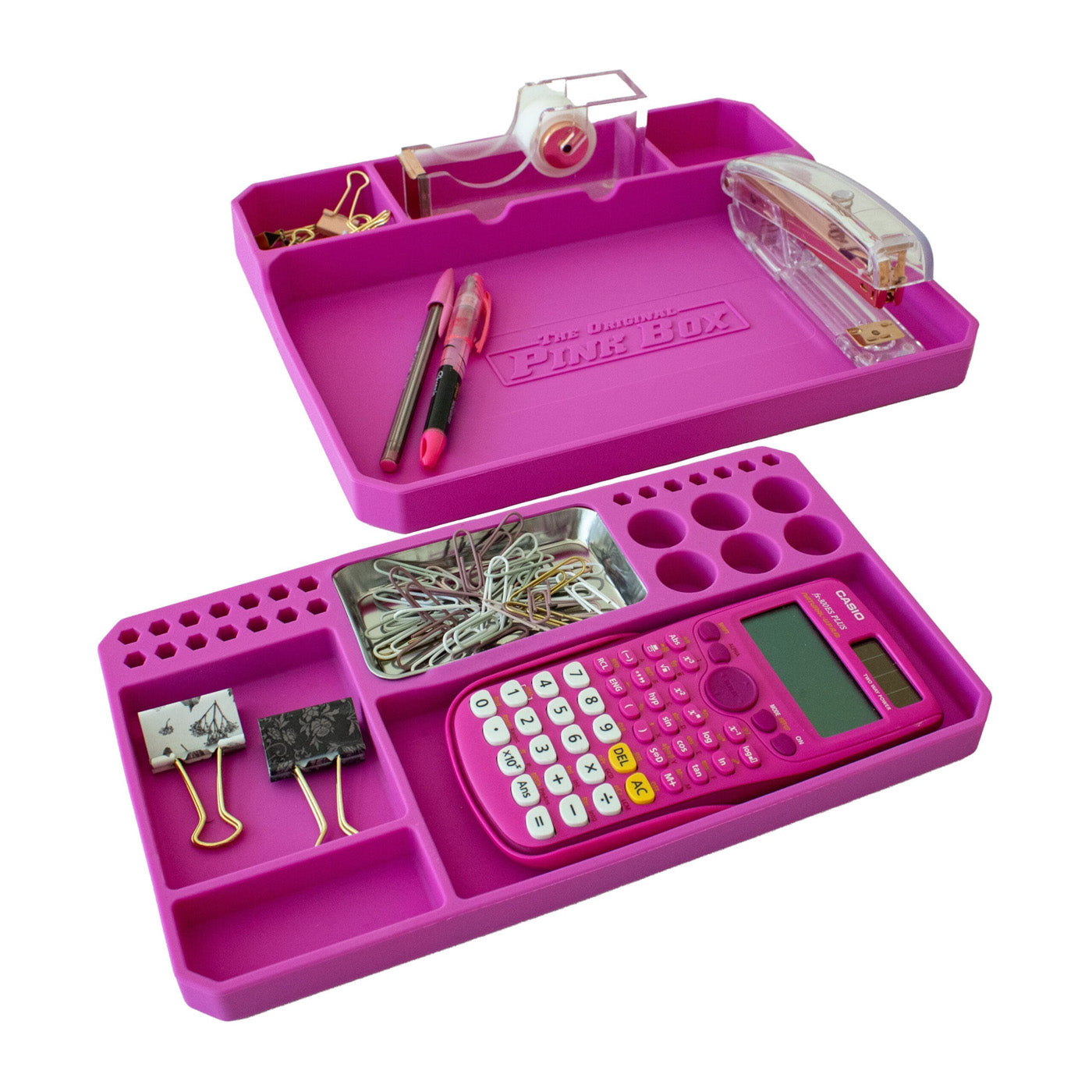 2-Piece Flexible Silicone Tool & Parts Tray with Magnet | Pink Box