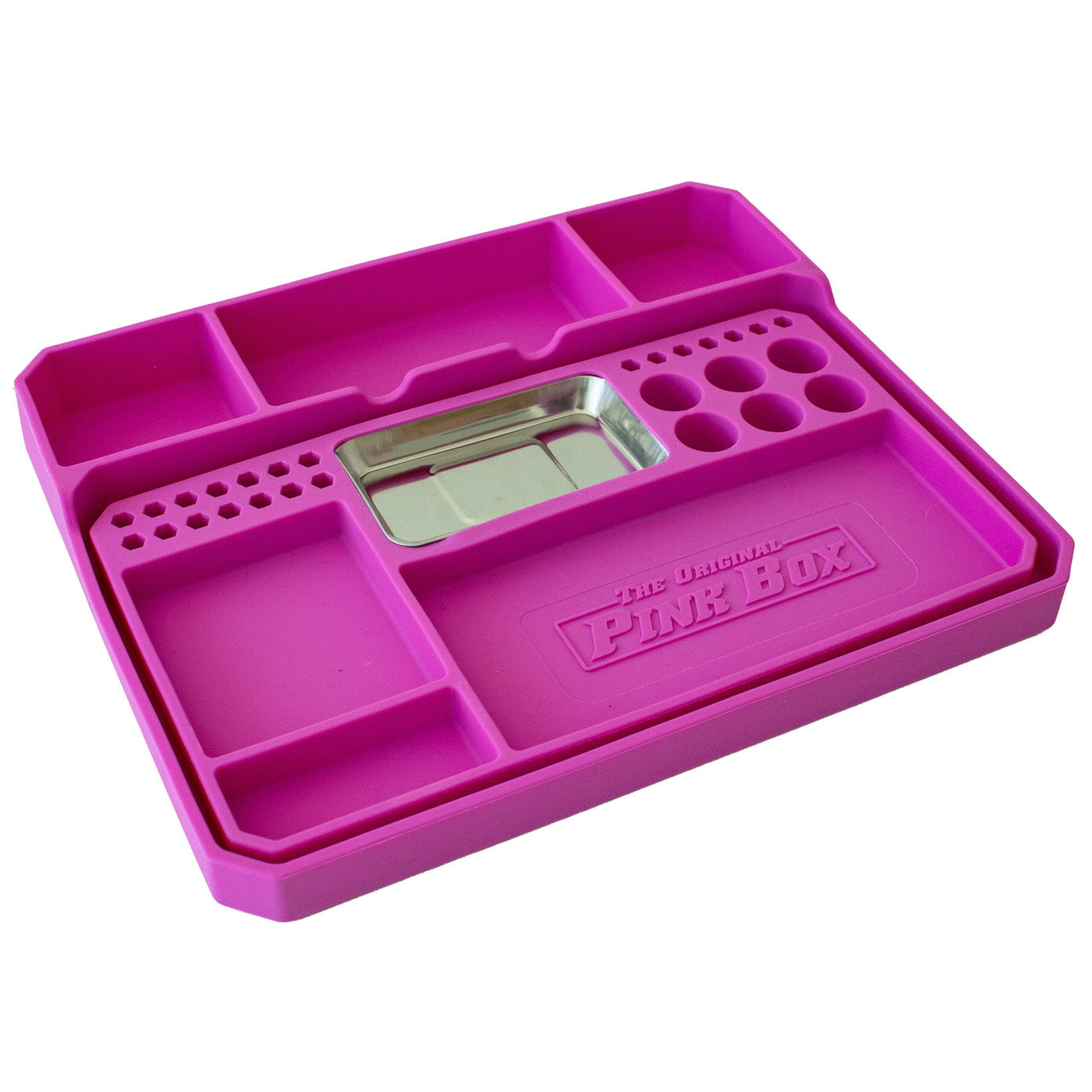 2-Piece Flexible Silicone Tool & Parts Tray with Magnet | Pink Box