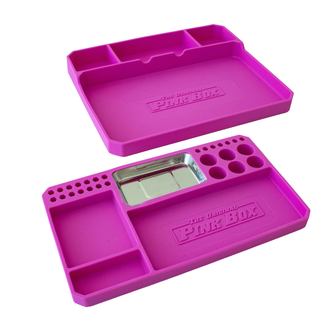 2-Piece Flexible Silicone Tool & Parts Tray with Magnet | Pink Box