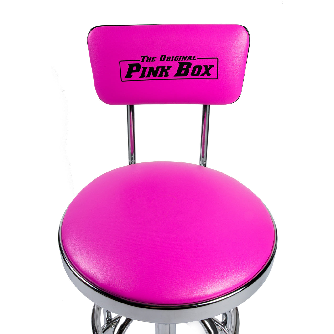 Pink Adjustable Hydraulic Stool with Backrest | The Original Pink Box