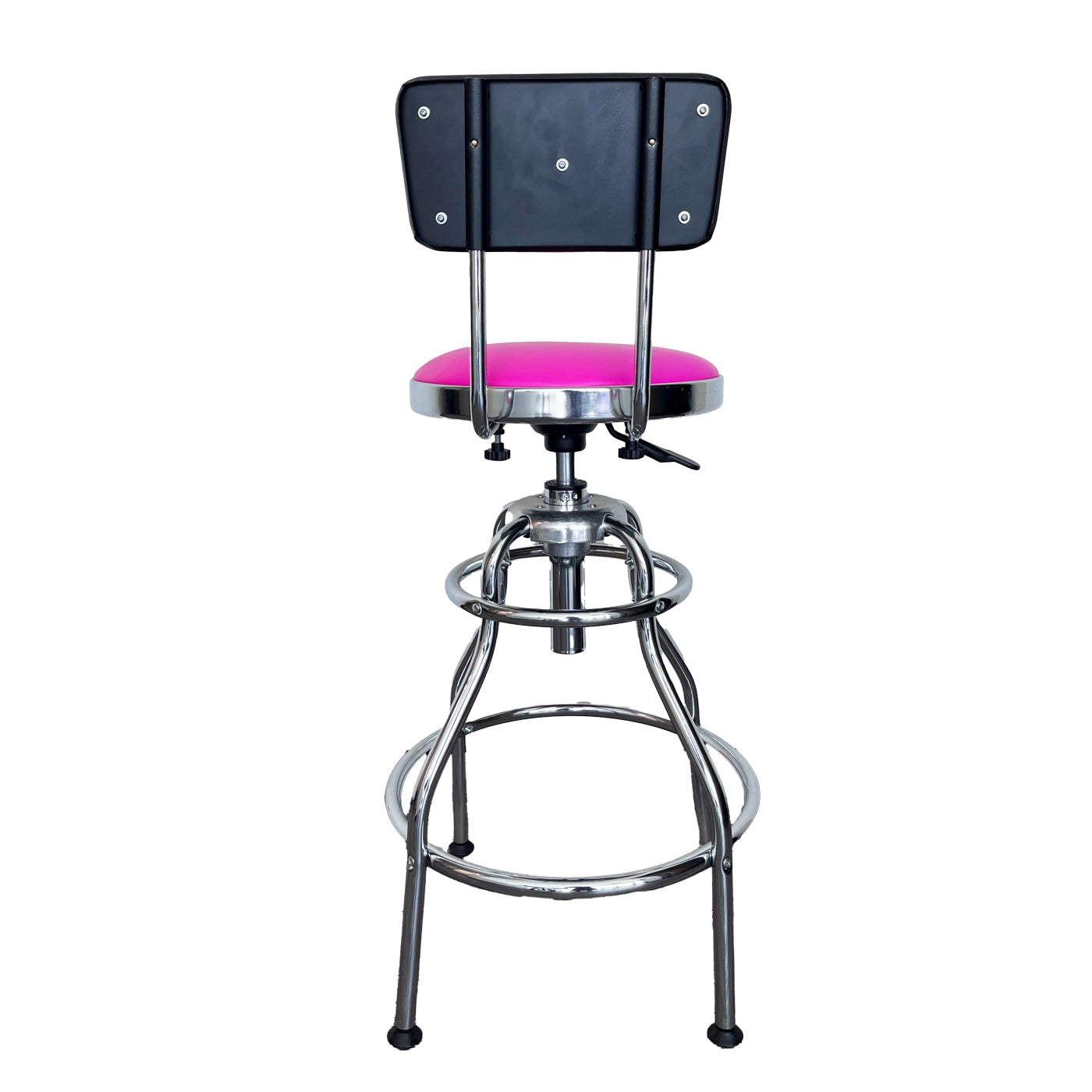 Pink Adjustable Hydraulic Stool with Backrest | The Original Pink Box