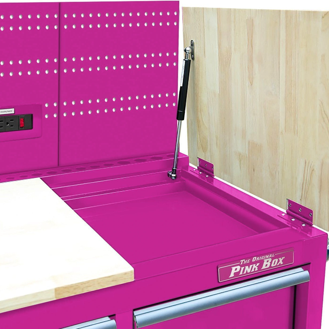 60-Inch 7-Drawer Steel Workstation with Power Strip | Pink Box