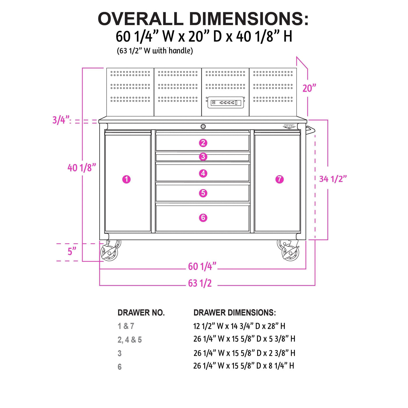 60-Inch 7-Drawer Workstation