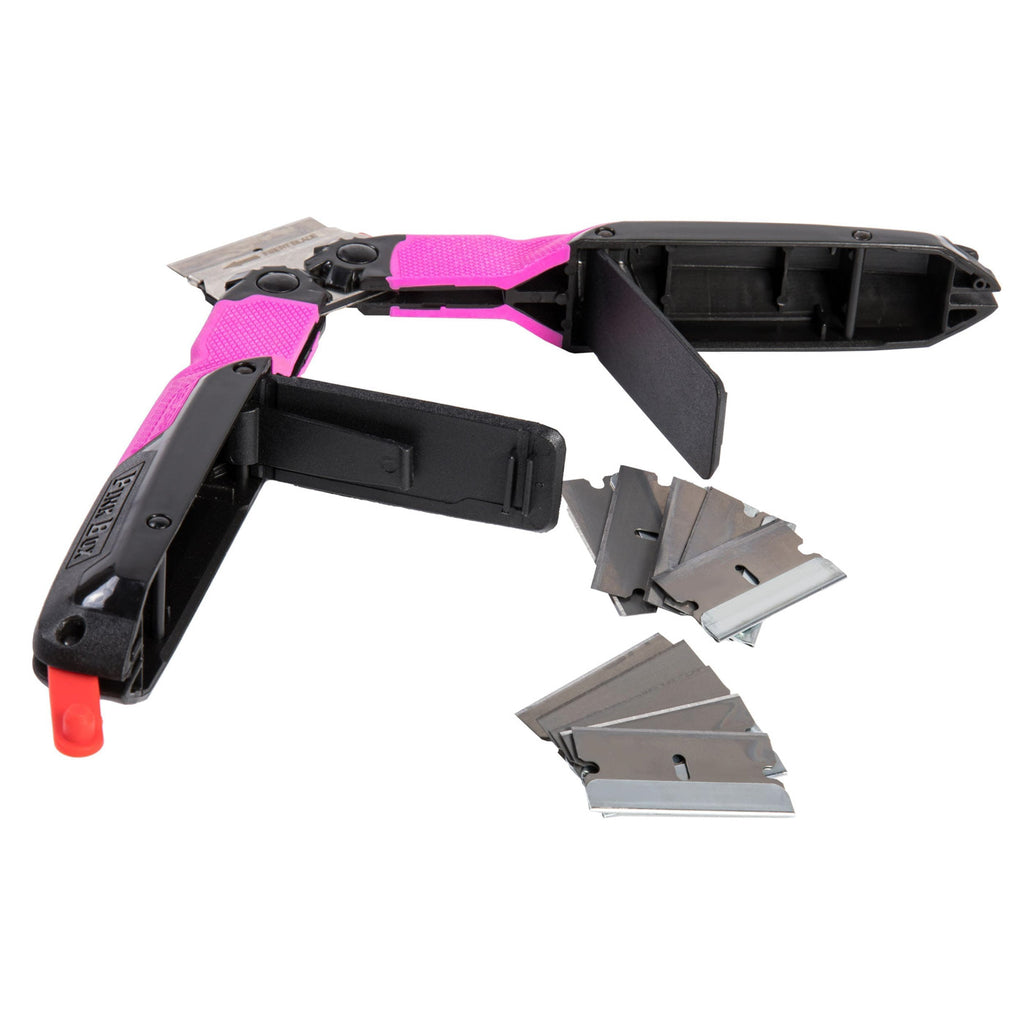 Multiple Razorblade Gripper Folding Razor Blade Scraper with Blade Storage | The Original Pink Box