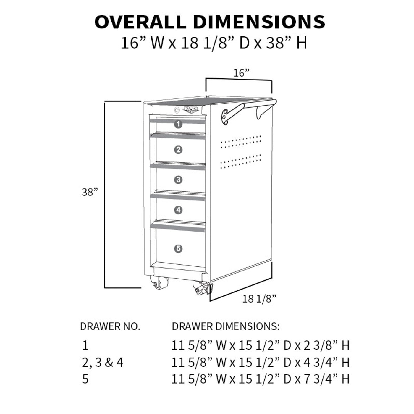 16-Inch 5-Drawer Rolling Salon Cart